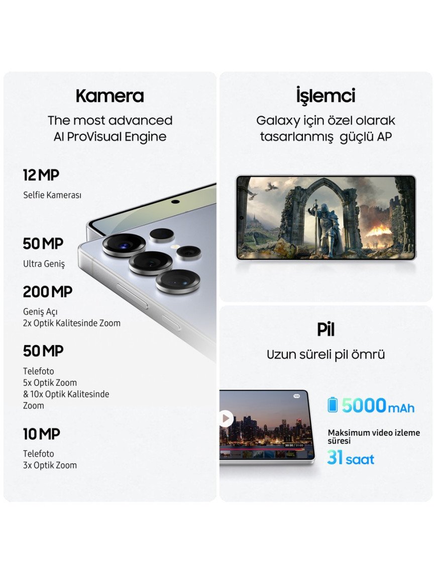 Samsung Galaxy S25 Ultra 512 GB 12 GB Ram (Samsung Türkiye Garantili) Siyah Titanyum