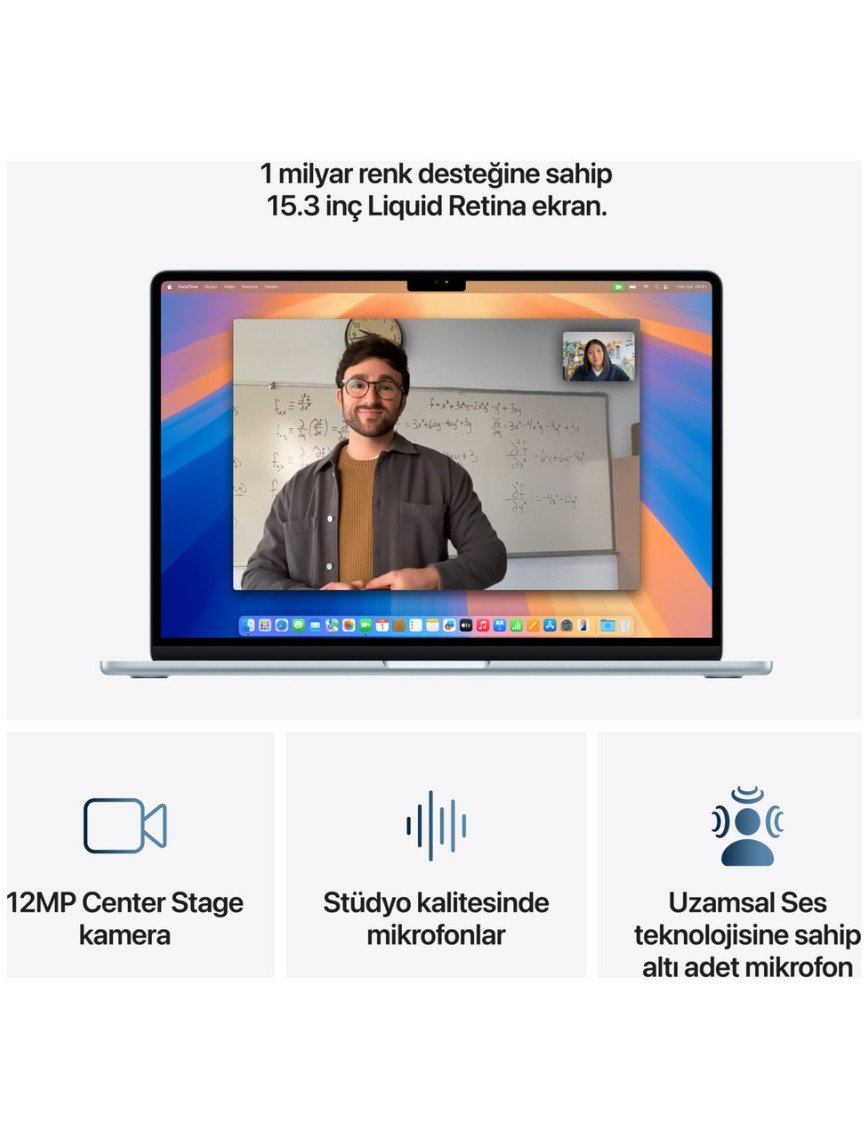 Apple MacBook Air M4 16GB 256GB SSD macOS 15" Taşınabilir Bilgisayar Gök Mavisi MC7A4TU/A